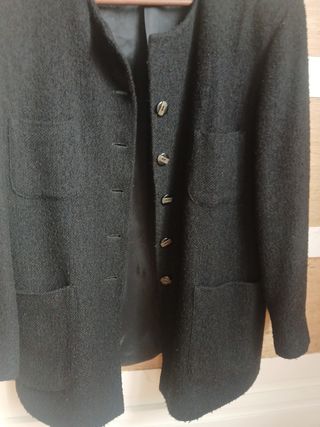 Chaqueta lana negra mujer