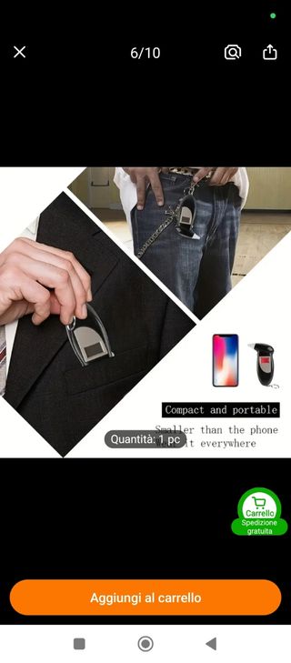 Tester digitale portatile per alcol
+ 4 batterie