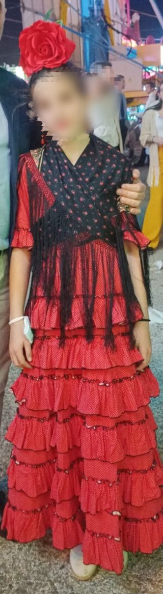 Traje Flamenca niña rojo lunares