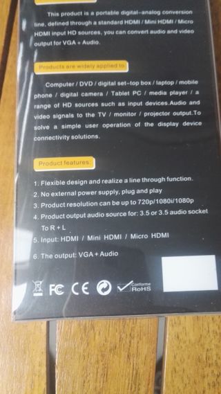 CONVERSOR HDMI A VGA+AUDIO