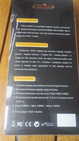 CONVERSOR HDMI A VGA+AUDIO