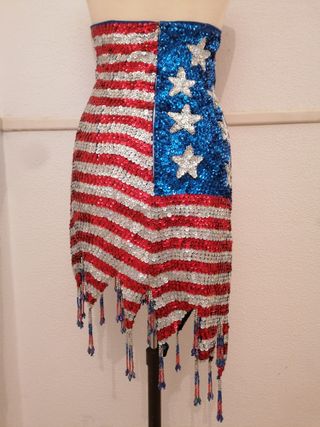 Maravilloso vestido bandera americana lentejuelas 