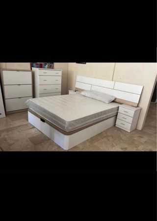 Canapé abatible blanco + 2 mesitas