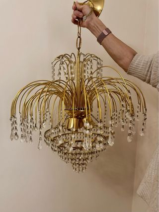 Lampara de comedor de cristal de roca