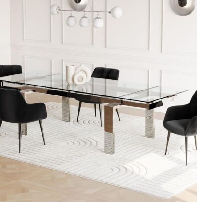 Mesa cristal extensible moderna
