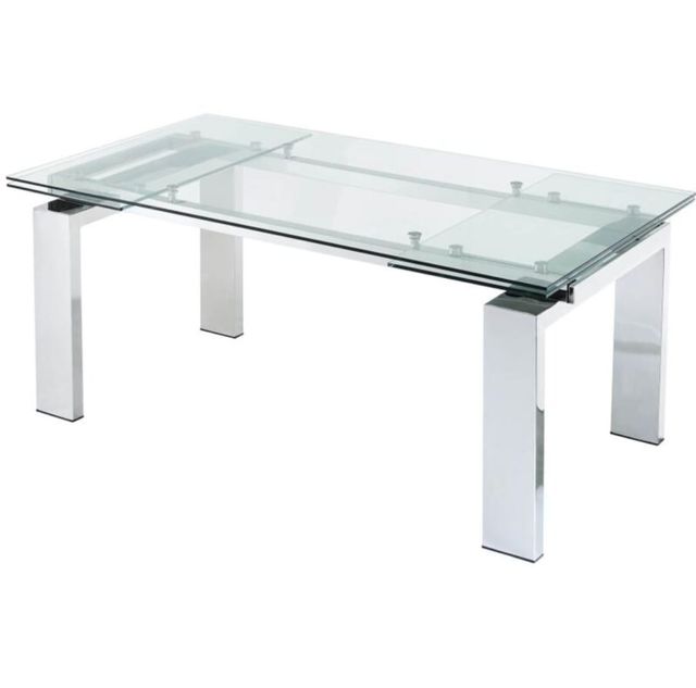 Mesa cristal extensible moderna
