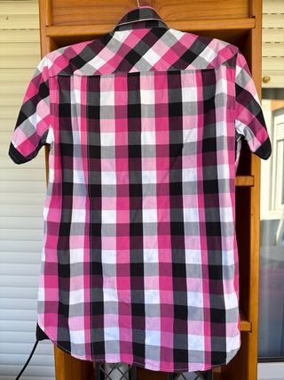 Camisa cuadros rosa-negro talla 20
