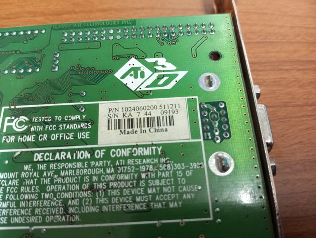 Tarjeta gráfica ATI Rage II +DVD 2MB PCI