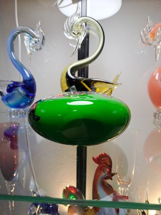 Jarrón verde Murano con aventurina y murrina