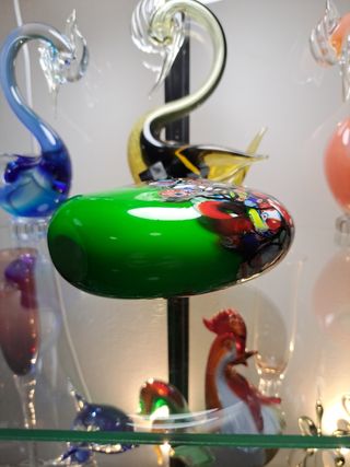 Jarrón verde Murano con aventurina y murrina