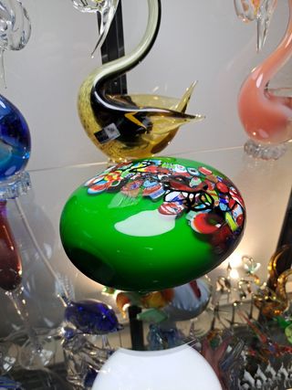 Jarrón verde Murano con aventurina y murrina