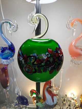 Jarrón verde Murano con aventurina y murrina