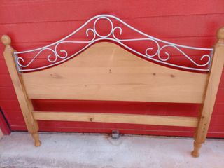 Cabezal cama madera forja