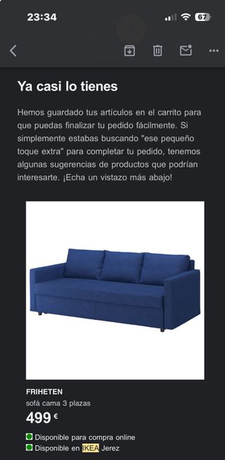 Sofa cama sin estrenar