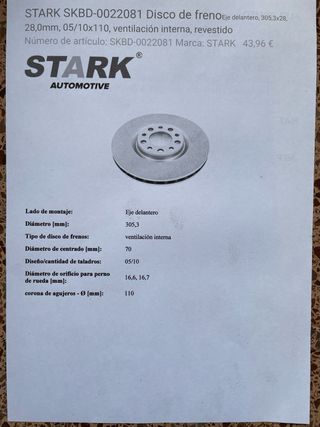 Discos freno Alfa Romeo Fiat Jeep