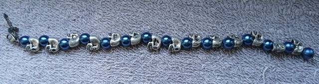 Braccialetto perle blu e argento