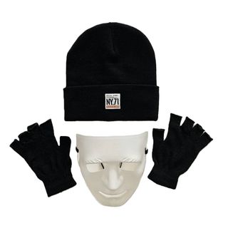 Gorro Guantes Máscara blanca Baile Hip Hop Ladrón