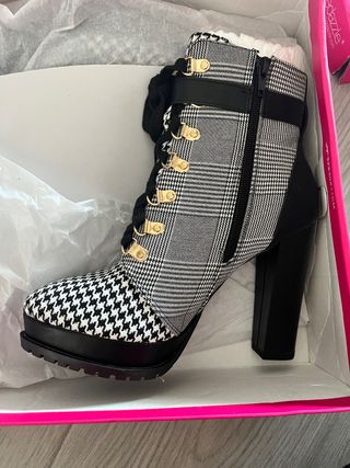 Botas altas 38 - Tacon - Blanco y Negro