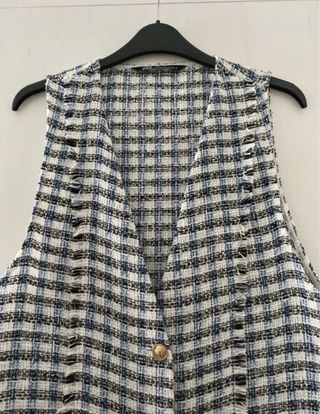 Chaleco Zara - M - Azul y blanco
