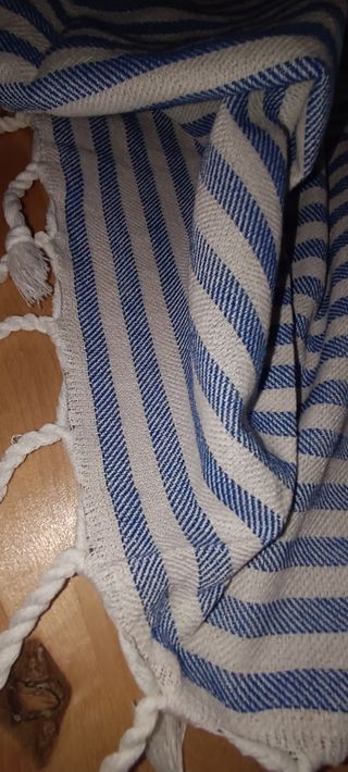 Toalla rayas azul-blanco algodón