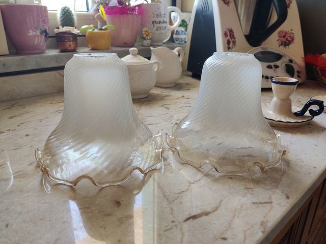 2 Coppe Lampada Vetro - Oro Trasparente