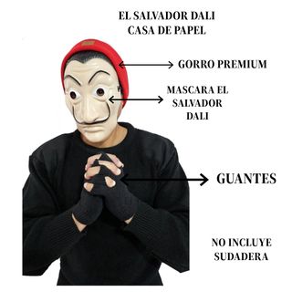 Máscara El Salvador Dalí Casa de Papel Gorro Rojo 