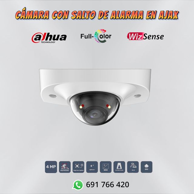 🟢Cámara Dahua Domo 4Mpx Con Salto De Alarma AJAX