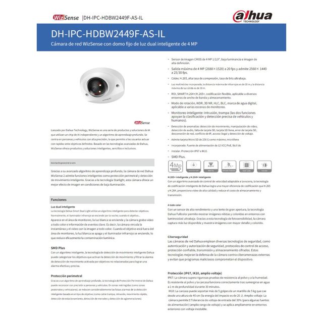 🟢Cámara Dahua Domo 4Mpx Con Salto De Alarma AJAX