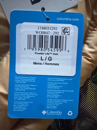Chaleco Columbia Omni-Heat talla L SIN ESTRENAR