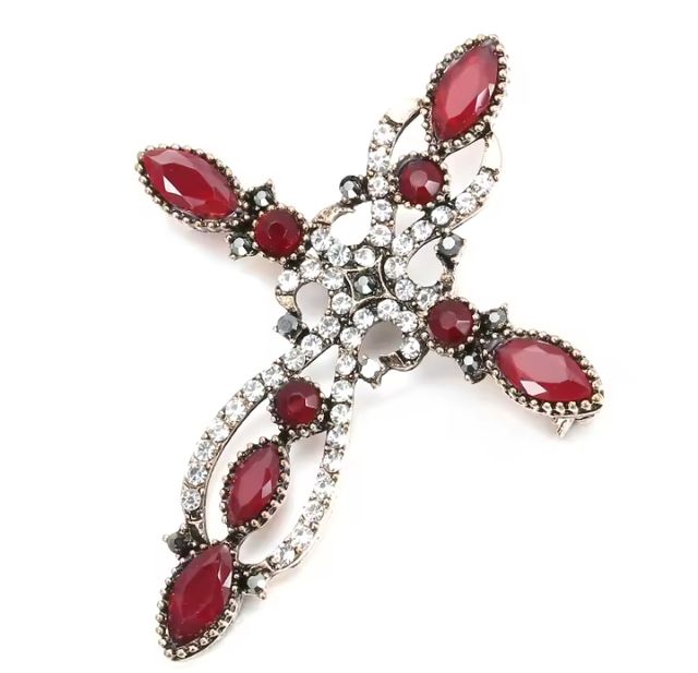 Broche Cruz barroca Roja  UNICA UNIDAD