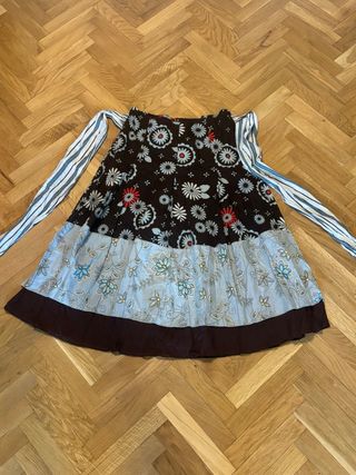 Falda larga estampada flores - marrón y azul