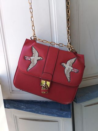 Bolso bandolera rojo - pájaros