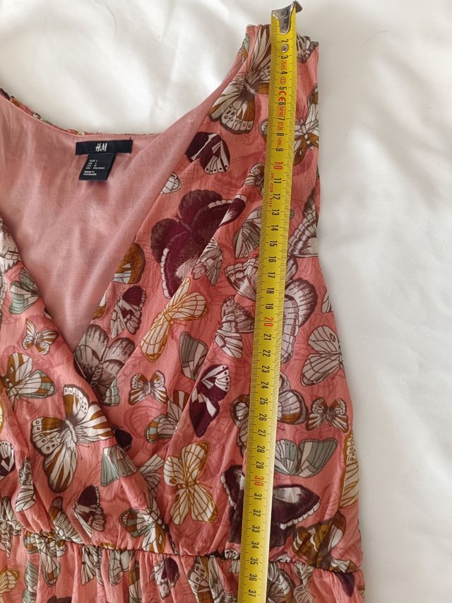 Vestido rosa estampado HM talla L