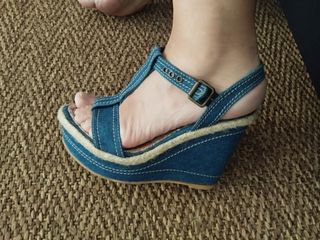 CUPLÉ Zapatos cuña denim azules