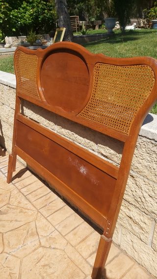 Cabecero mimbre madera vintage