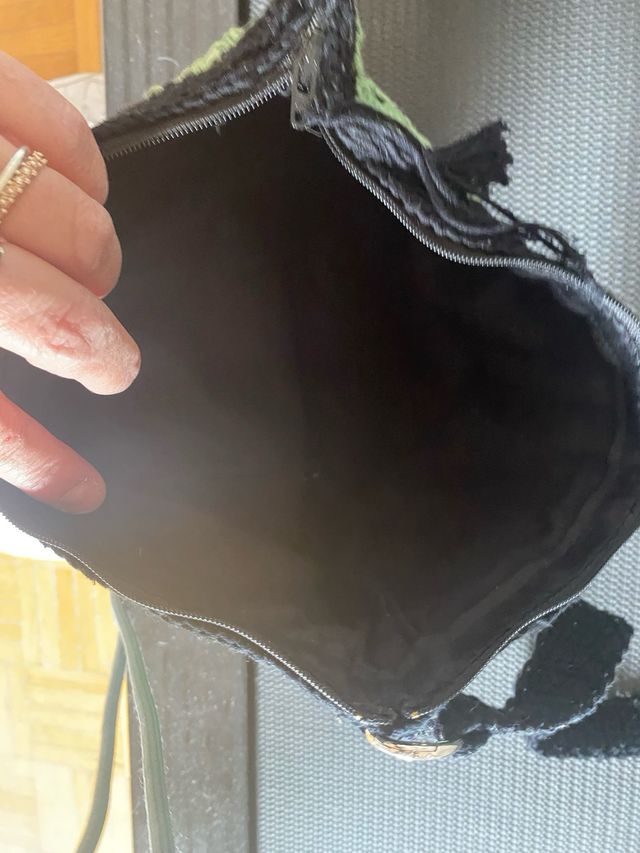 Borsa uncinetto tracolla verde nero