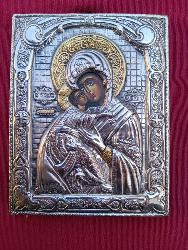 Icona  Madonna della tenerezza argento 925