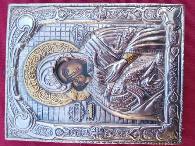 Icona  Madonna della tenerezza argento 925