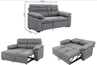 SUPER PRECIO SOFA CAMA LANNA TELA GRIS