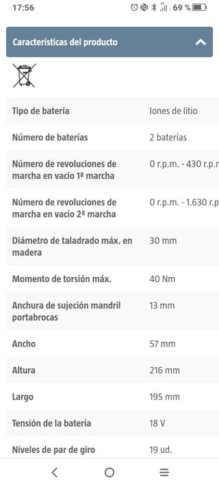 Taladro Atornillador Percutor Bosch 18V-40