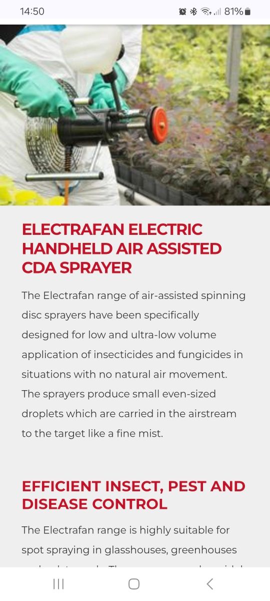 Ventilatore a spruzzo fungicida