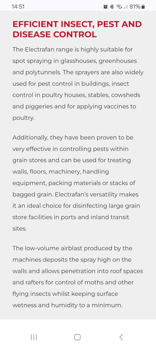 Ventilatore a spruzzo fungicida