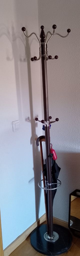 Perchero madera metal marrón plata