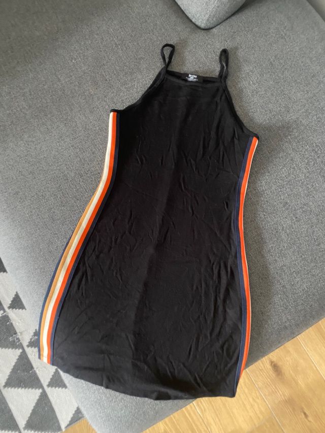 Vestito nero - righe multicolor