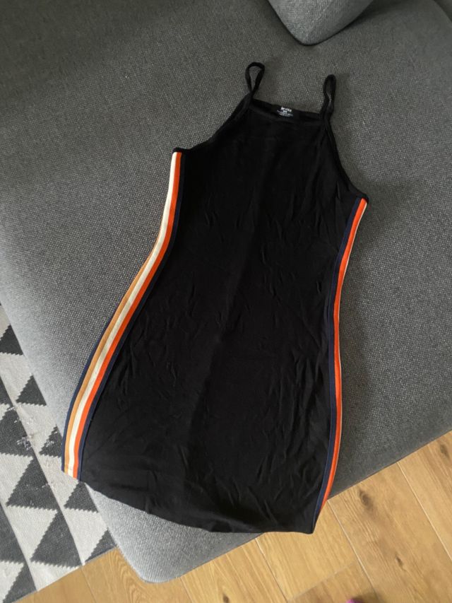 Vestito nero - righe multicolor