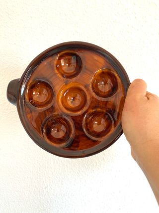 6 platos para caracol / escargot de cerámica y 3 pinzas 