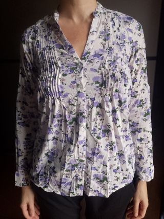 Camicia bianca a fiori lilla OVS taglia M, cotone