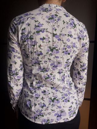 Camicia bianca a fiori lilla OVS taglia M, cotone