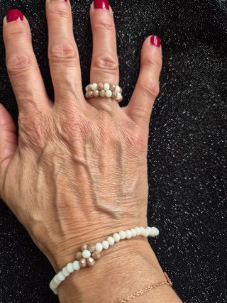 Bracciale due anelli perline cristallo 