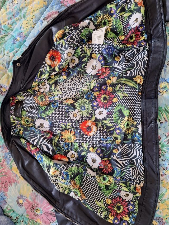 Giacca in pelle blu da donna